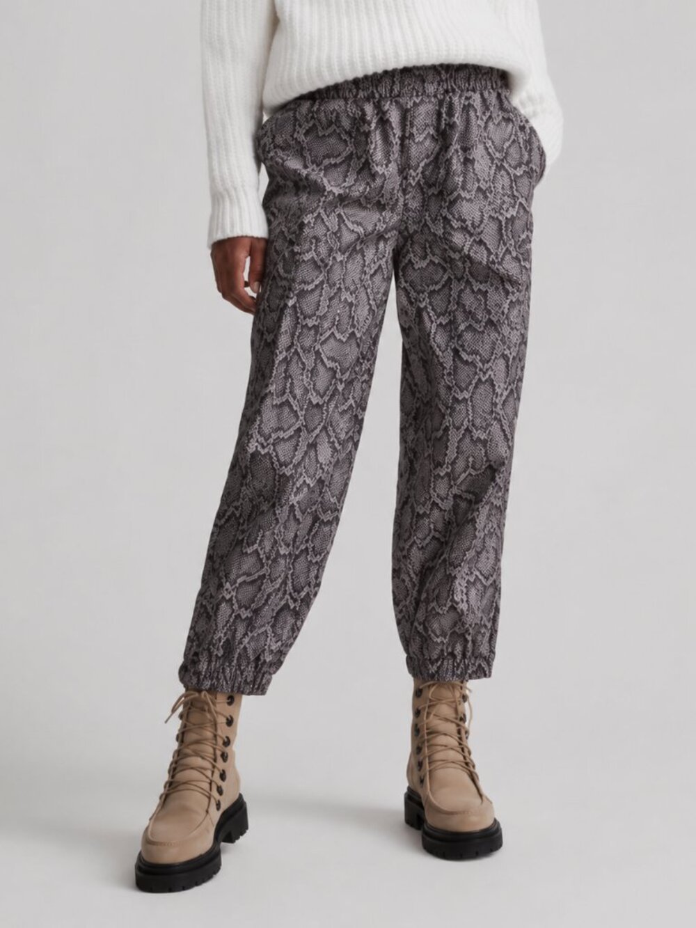 Varley Snake Print Track Pants in Gray